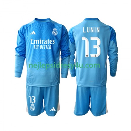 Fotbalový Dres Real Madrid Andriy Lunin 13 Brankářské Dětské Domácí 2025/26 Dlouhý Rukáv